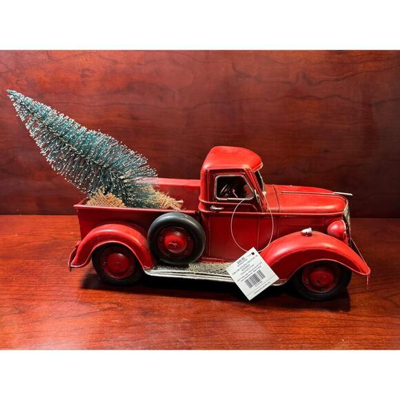Hobby Lobby Old Fashioned Country Red Truck With Tree In Truck Bed - Picture 1 of 10